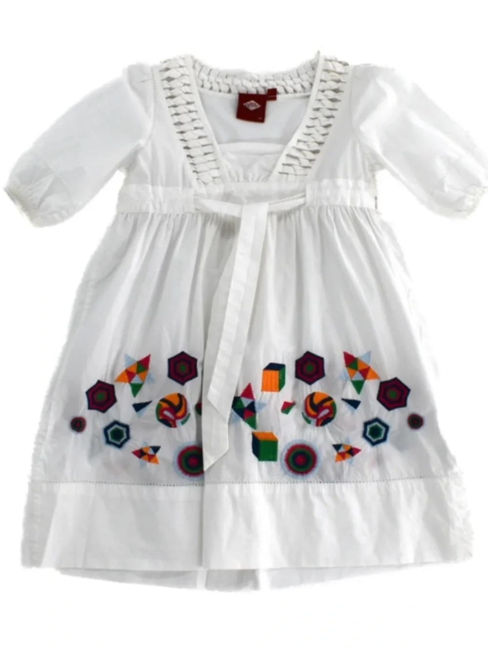 Oilily Crisp White Cotton Dress with Colorful Embroidery EUC - Picture 1 of 8